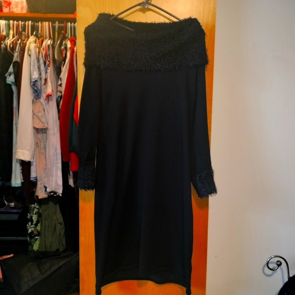 VTG Y2K Spense Black dress w/ fringe size Medium NWT 90s retro rad